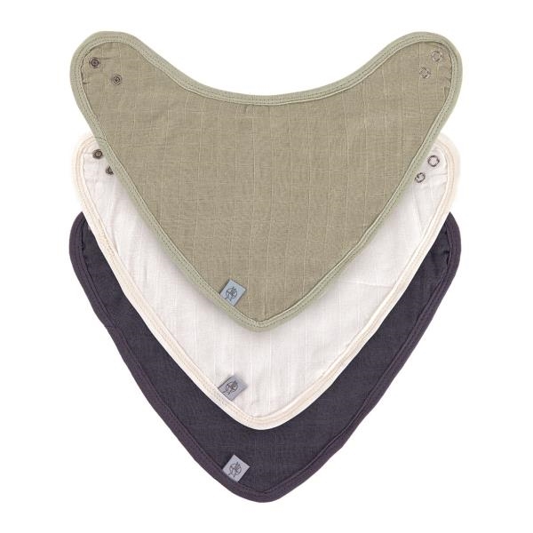 Image sur Bavoirs Bandana Tetra, olive- laiteux- marine